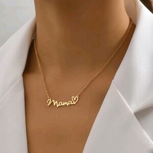 Minimalist charm gold tone‎ mama heart Necklace for women